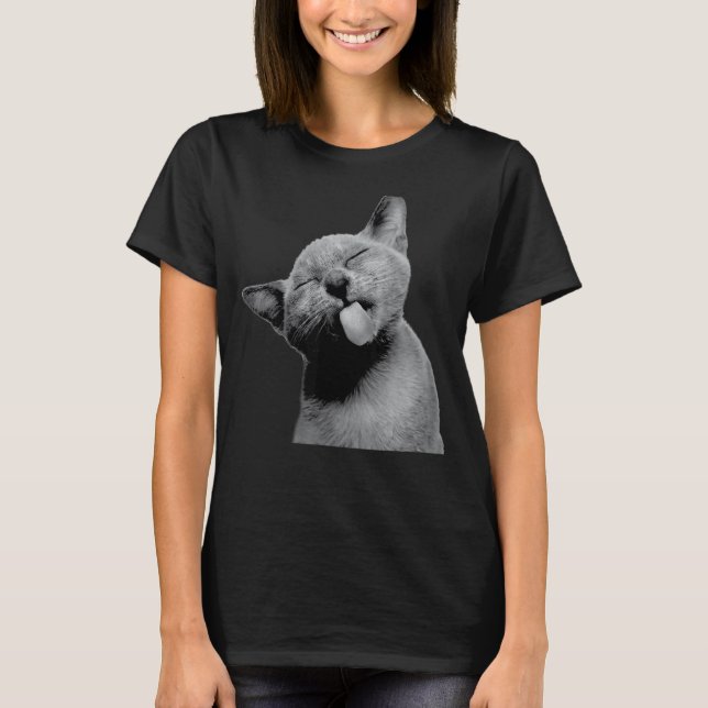 Cute Kitty Cat Sticking Out His Tongue At You Anim T-Shirt (Front)
