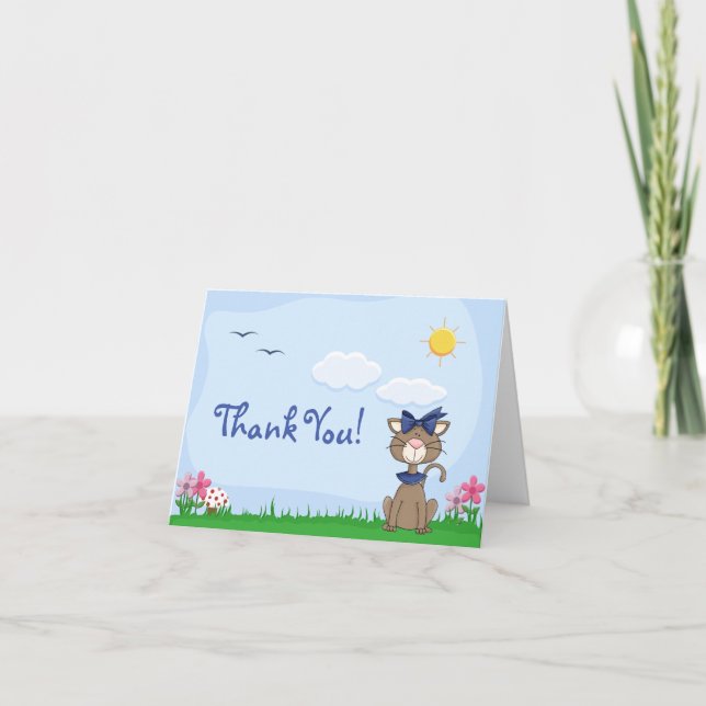 Cute Kitty Cat Thank You Card (Front)