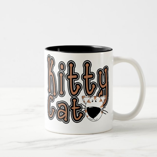 Cute Kitty Cat Two-Tone Coffee Mug (Right)