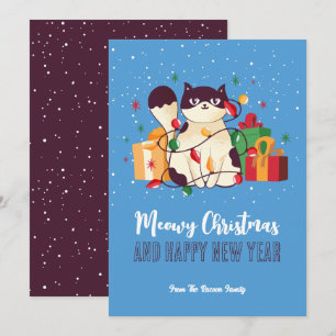 Cute Kitty Cat Winter Holiday Meowy Christmas Card