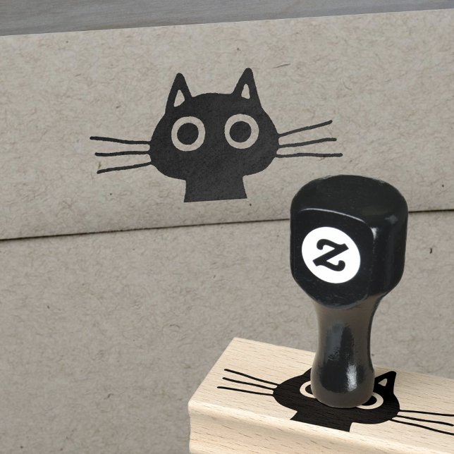 Cute Kitty Cat with Big Eyes and Long Whiskers Rubber Stamp (Creator Uploaded)