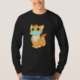 Cute Kitty Cat With Face Mask Funny  For Animal Lo T-Shirt