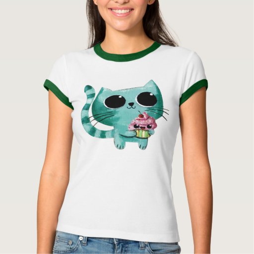 Cute Kitty Cat with Kawaii Cupcake Shirts - 19.00 Cute Kitty Cat with Kawaii Cupcake Shirts