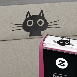 Cute Kitty Cat with Long Whiskers Self-inking Stamp