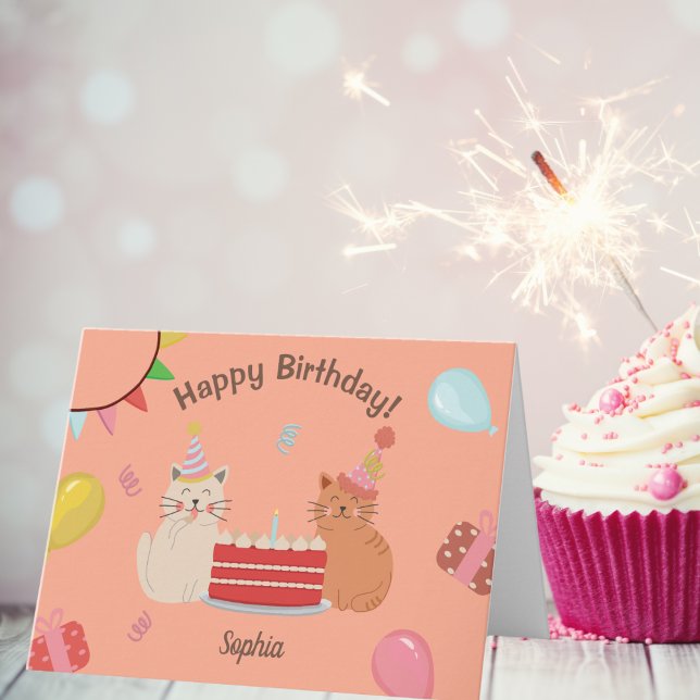 Cute Kitty Cats Birthday Party Card (Creator Uploaded)