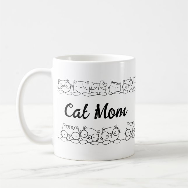 Cute Kitty Cats  Cat Mum Monogram Coffee Mug (Left)