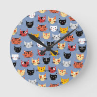 Cute Kitty Cats Fun Pattern Blue