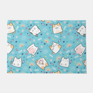 Cute Kitty Cats Whimsical Pattern Doormat