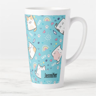 Cute Kitty Cats Whimsical Pattern Latte Mug