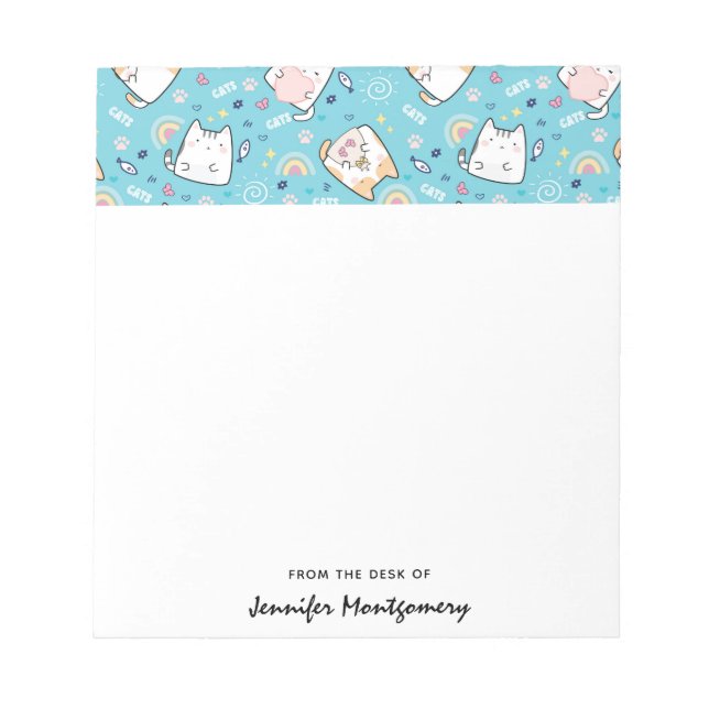 Cute Kitty Cats Whimsical Pattern Notepad (Front)