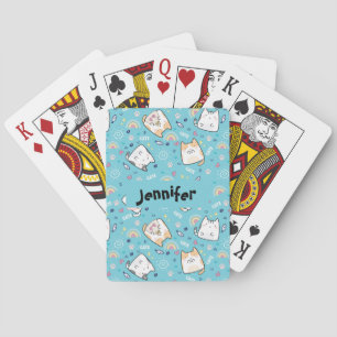Cute Kitty Cats Whimsical Pattern Playing Cards