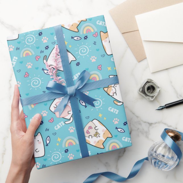 Cute Kitty Cats Whimsical Pattern Wrapping Paper (Gifting)