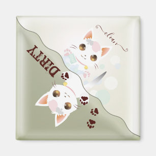 Cute Kitty Clean Dirty Dishwasher Magnet