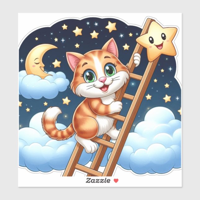 Cute Kitty Climbs Ladder to the Moon  (Sheet)