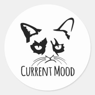 Cute Kitty Crazy Cat Lady Current Mood Stress Classic Round Sticker