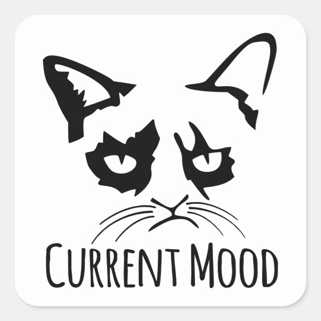Cute Kitty Crazy Cat Lady Current Mood Stress Square Sticker (Front)
