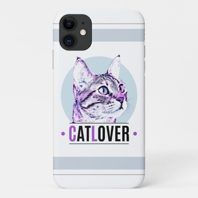 Cute Kitty Face Pink and Black Cat Lover Case-Mate iPhone Case (Back)