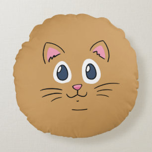Cute Kitty Face Round Cushion
