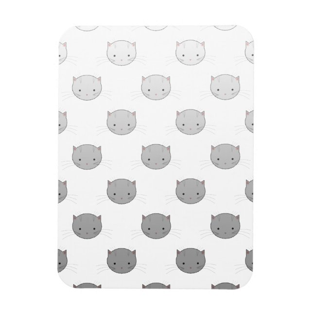 Cute Kitty Faces in Black White Gray Magnet (Vertical)