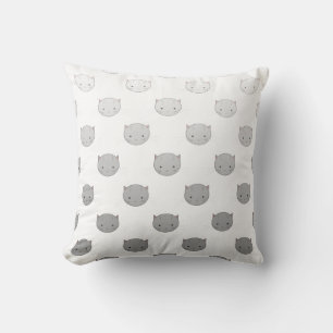 Cute Kitty Faces in Black White Grey Cushion