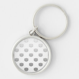 Cute Kitty Faces in Black White Grey Key Ring