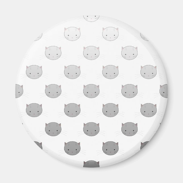 Cute Kitty Faces in Black White Grey Magnet (Front)