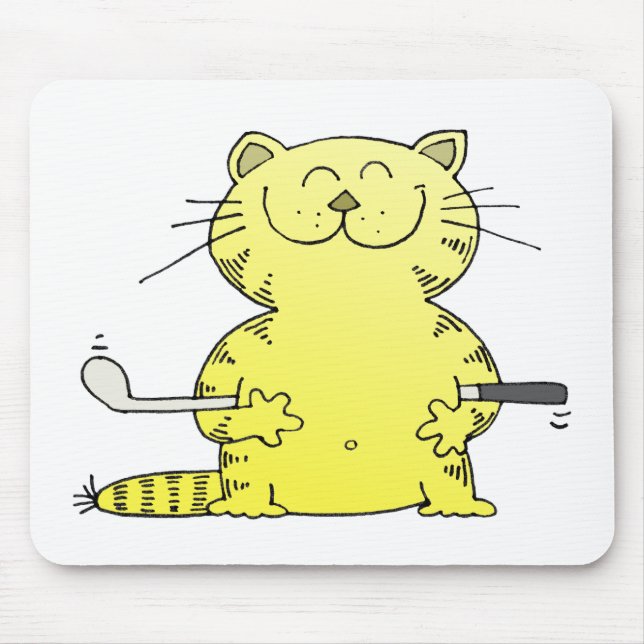 Cute Kitty Golfer Mouse Mat (Front)