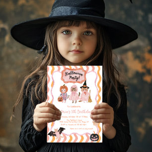 Cute Kitty Halloween Birthday Party Invitation
