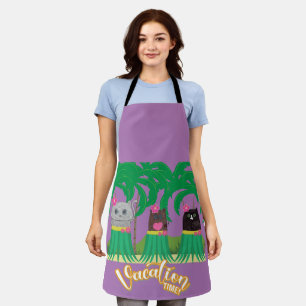 Cute Kitty Hula Girls Vacation Time Apron