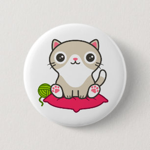 Cute Kitty Illustration 6 Cm Round Badge