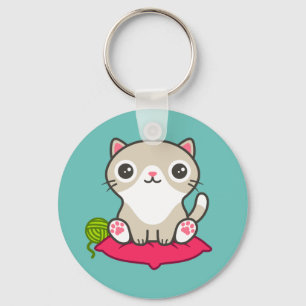 Cute Kitty Illustration Key Ring
