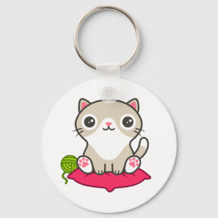 Cute Kitty Illustration Key Ring