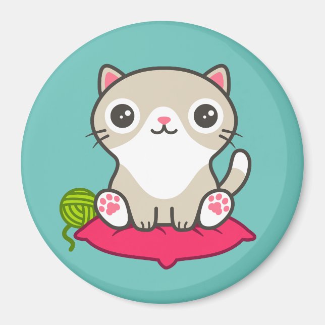 Cute Kitty Illustration Magnet (Front)