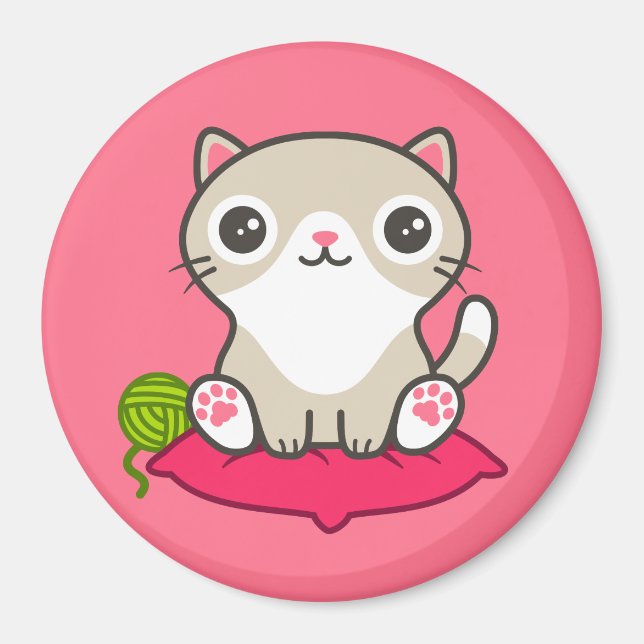 Cute Kitty Illustration Magnet (Front)