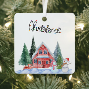 Cute Kitty Illustration Metal Tree Decoration