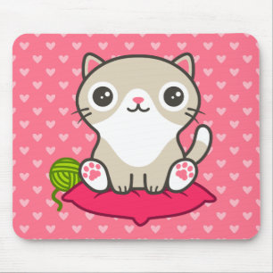 Cute Kitty Illustration Mouse Mat