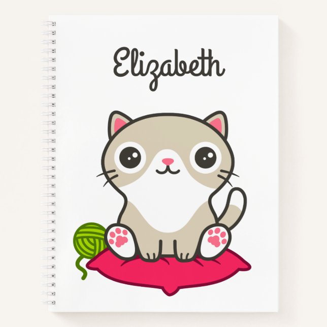 Cute Kitty Illustration Notebook (Front)