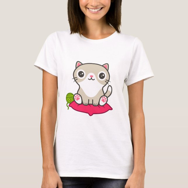 Cute Kitty Illustration T-Shirt (Front)