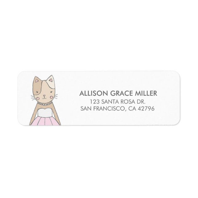 Cute Kitty in a Dress Return Address Labels (Front)