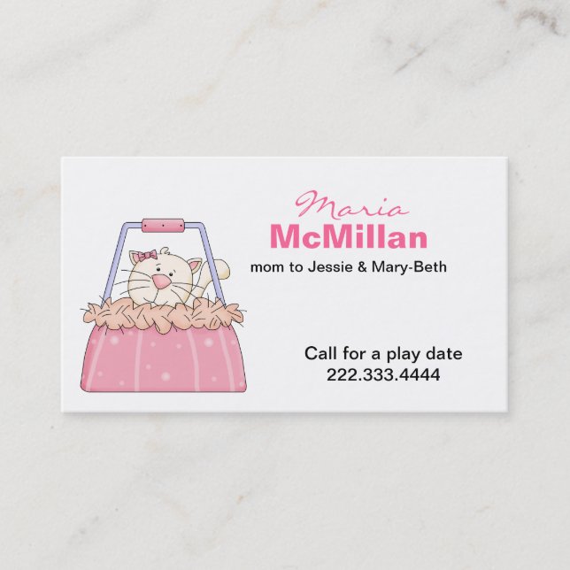 Cute Kitty in a Purse Mummy Card (Front)