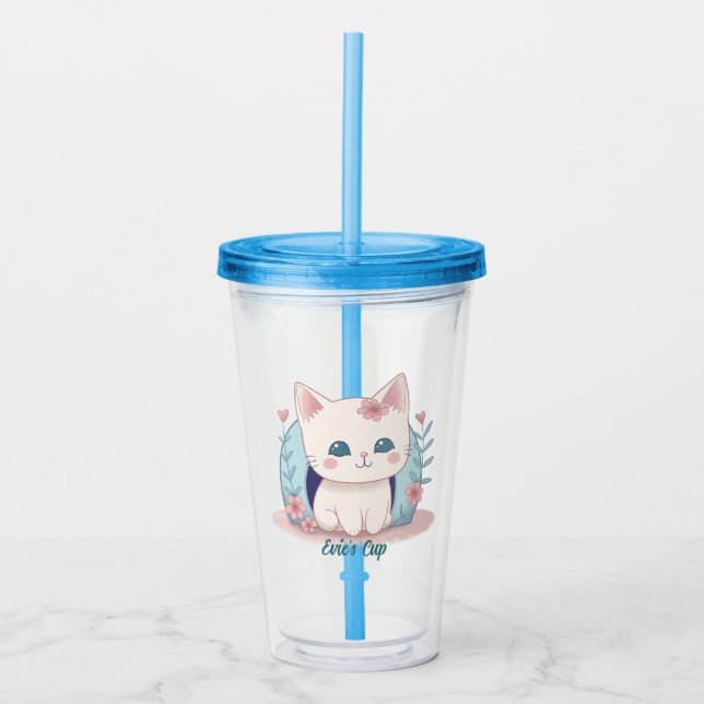 Cute Kitty Kawaii Chibi  Acrylic Tumbler (Front)