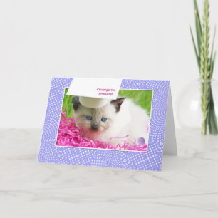 Cute Kitty Kindergarten Graduation Congratulations Card