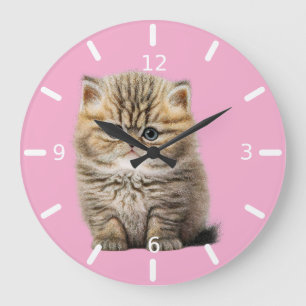Cute kitty large clock