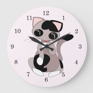 Cute Kitty Large Clock