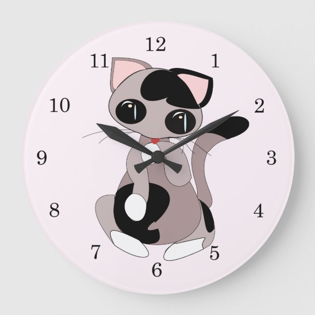 Cute Kitty Large Clock (Front)