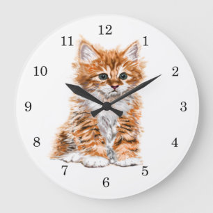 Cute Kitty Large Clock