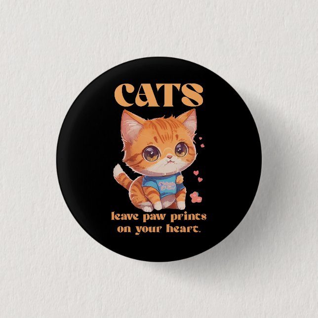 cute kitty love 3 cm round badge (Front)