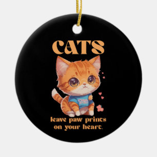 cute kitty love ceramic tree decoration