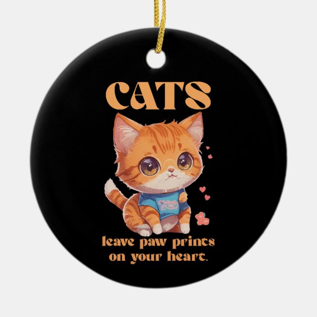 cute kitty love ceramic tree decoration (Front)