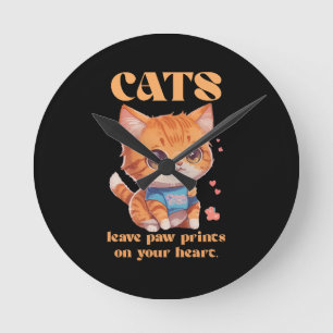cute kitty love round clock